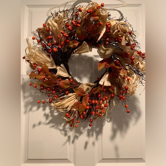 Fall Wreath, Great Condition, 22-23” Width, 8” Inside Diameter - Picture 3 of 16